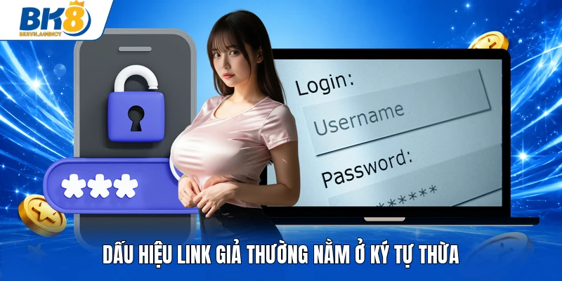 Dấu hiệu link giả thường nằm ở ký tự thừa